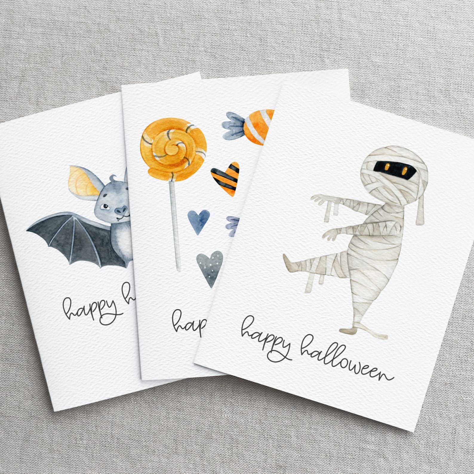 Happy Halloween Card Set, Recycled Halloween Cards, Fall Card Pack ...