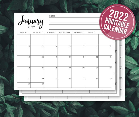 printable calendar 2022 calendar planner insert minimalist