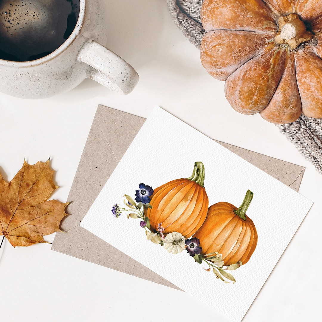 Pumpkin Greeting Card, Fall Card Pack, Thanksgiving Card Pack, Autumn ...