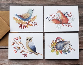 Forest Animals Greeting Card Pack | Recycled Greeting Note cards | Blank Inside