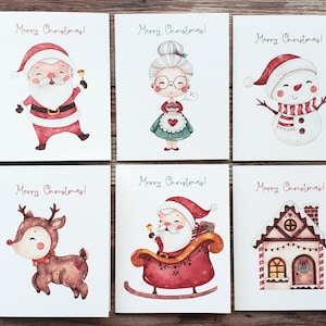 Merry Christmas Card Set, Recycled Greeting Cards, Card Pack, Cute Christmas Cards | Set of 6, 12