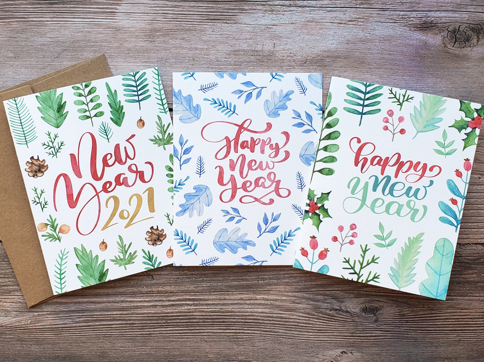 New Year Card Set 2021 Recycled Greeting Cards Happy New | Etsy