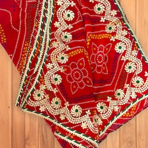 Red & Maroon Dupatta: Sequin Gota Patti Wedding Scarf