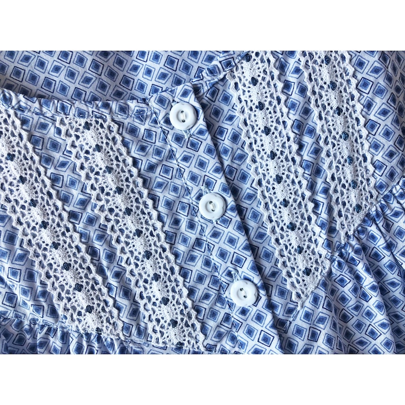 WHITE /& BLUE 100 percent cotton nightgown ~ Lapis and Lace sleeveless nightgown