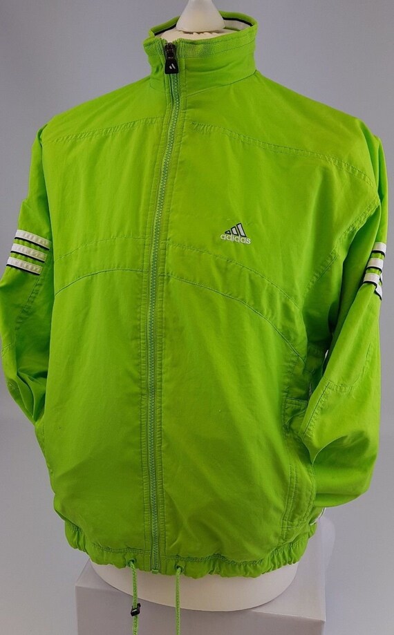 Adidas Vintage 90s Running Track Top Size Large Lime Green Zip | Etsy