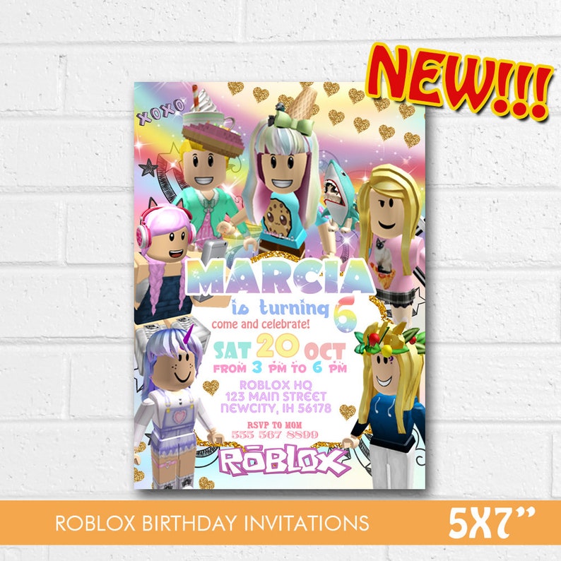 Girl Roblox Invitation Pink Roblox Birthday Party Roblox Party Printables Roblox Invite Roblox Party Roblox Video Game - new roblox party roblox