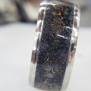 Campo del Cielo Meteorite Opal &quot;Asteroids&quot; Engagement Ring Gift Jewelry Wedding Anniversary Birthday Handmade Unique Artisan Boho Statement