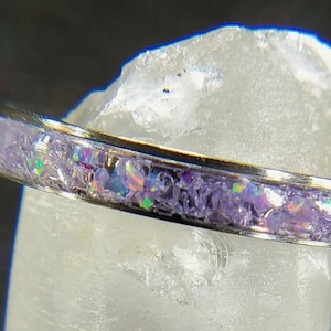 4mm Amethyst & Purple Opal Ring Wedding Ring Wedding Band Promise Ring Propoal Ring Engagement Ring Engagement Band Ring for Her Ring Him