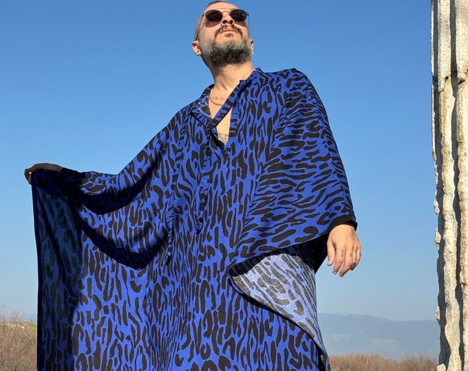 Mens kaftan leopard viscose authentic CAFTAN for men /  greek style kaftan / loose kaftan for men