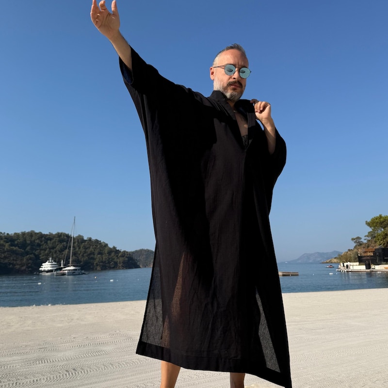 Hemp Robe Sheer Mens Caftan - Etsy