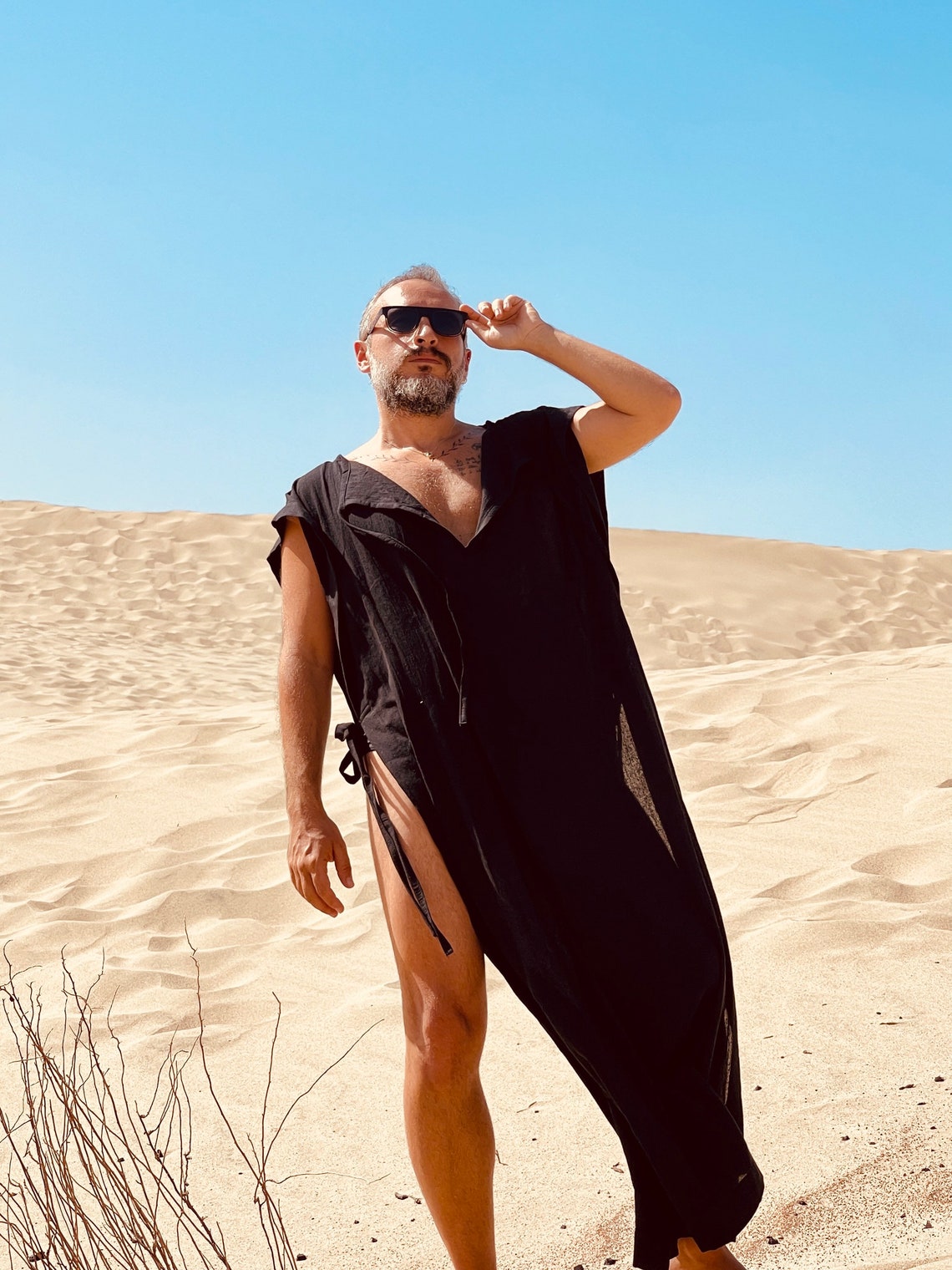 Mens Linen Cotton Caftan Sexy Caftan for Men Kaftan Tunic Etsy