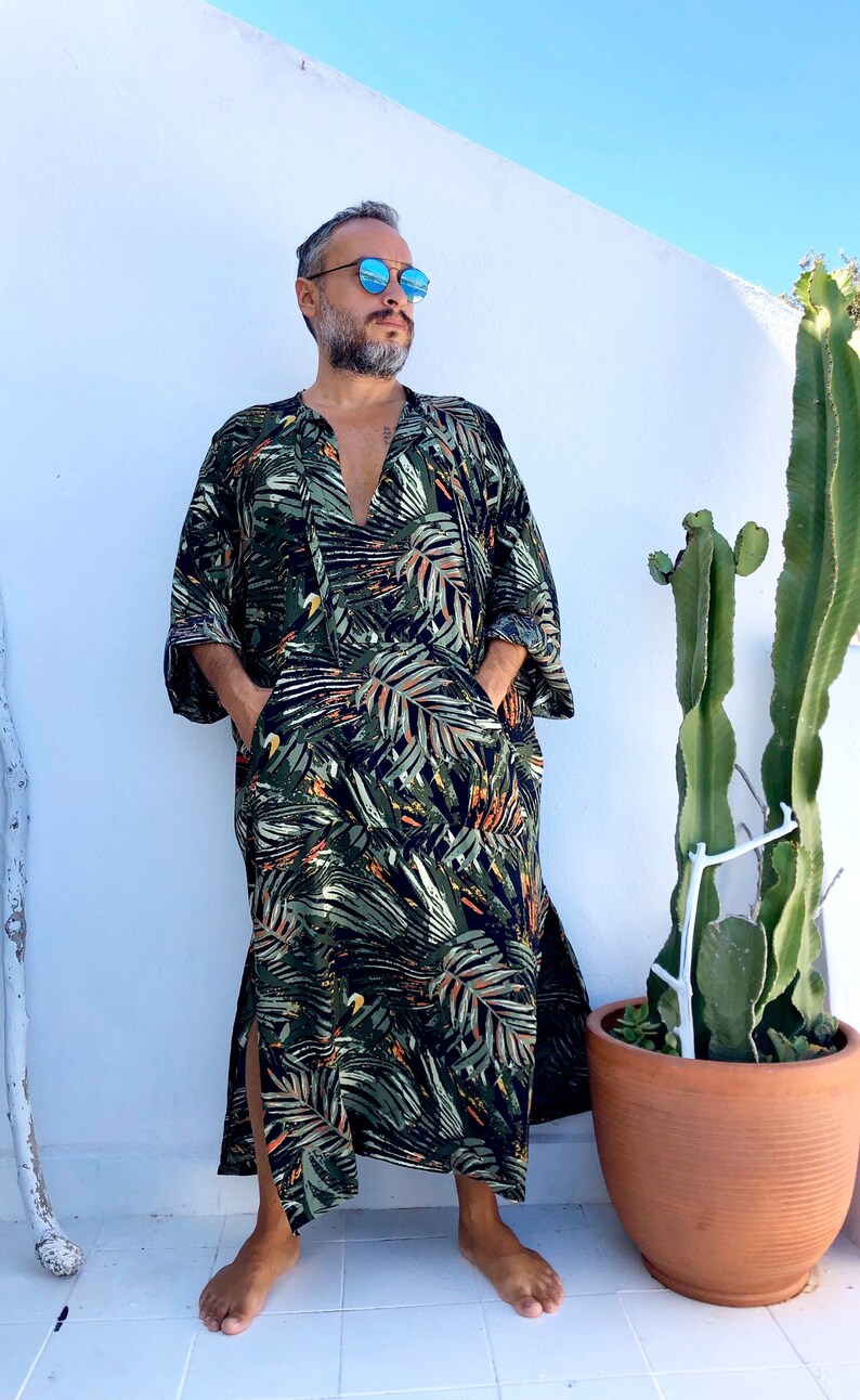 Mens Kaftan palm tree tropical greek GREECE style kaftan for Etsy
