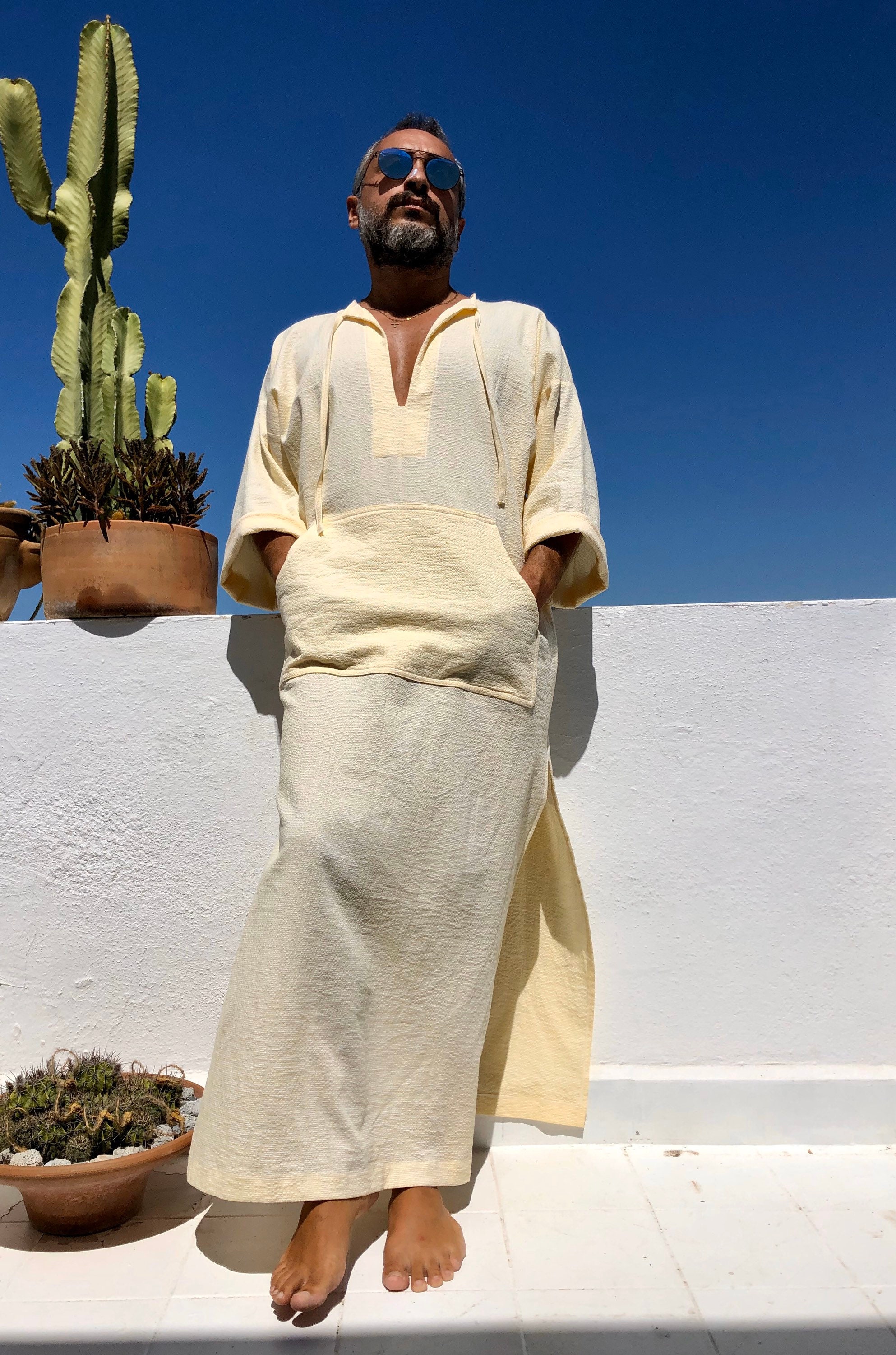 Mens Linen & Cotton Caftan / Greek Kaftan for Men / Robe for Etsy Ireland