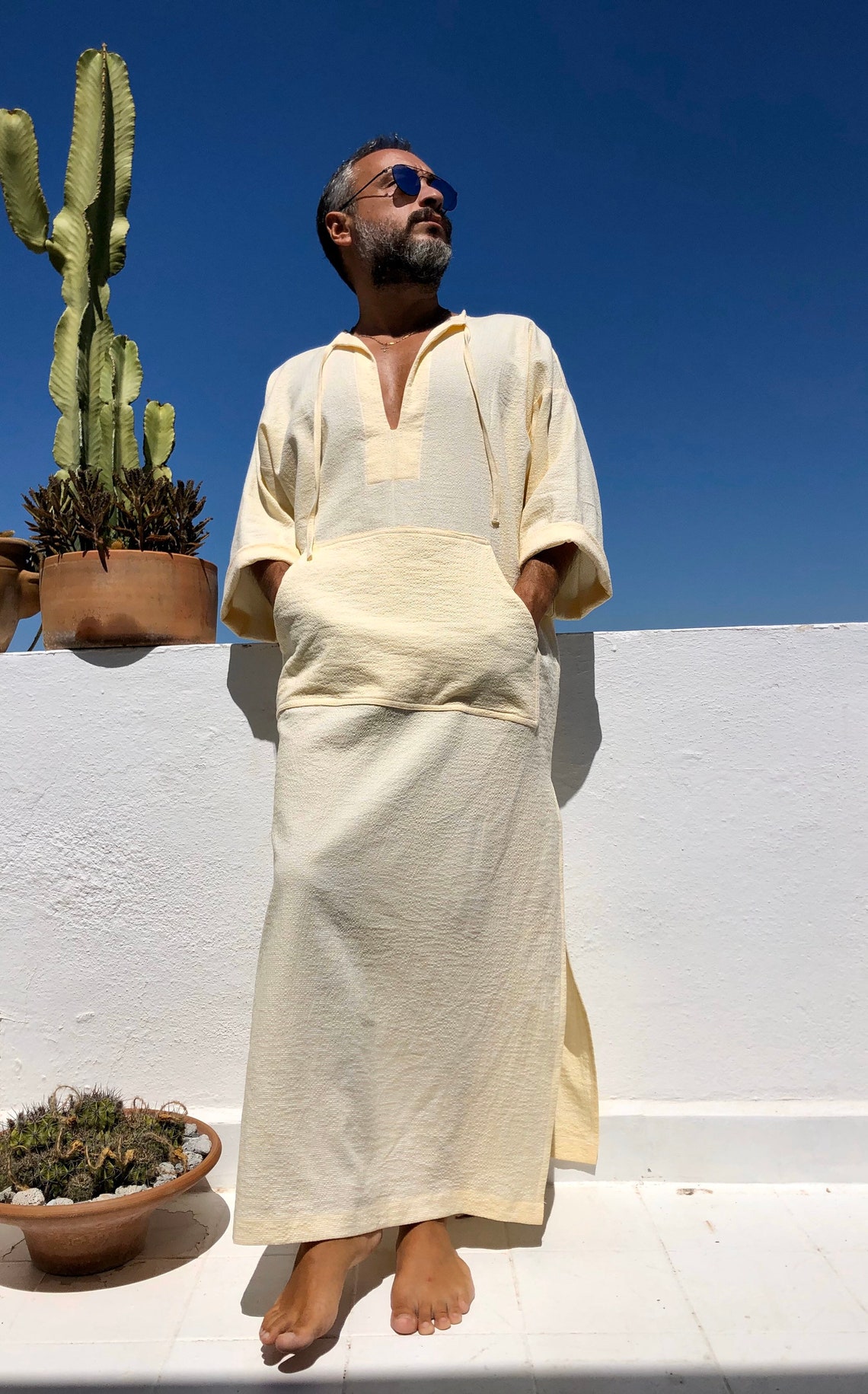 Mens Linen & Cotton Kaftan / greek kaftan for men / robe for Etsy