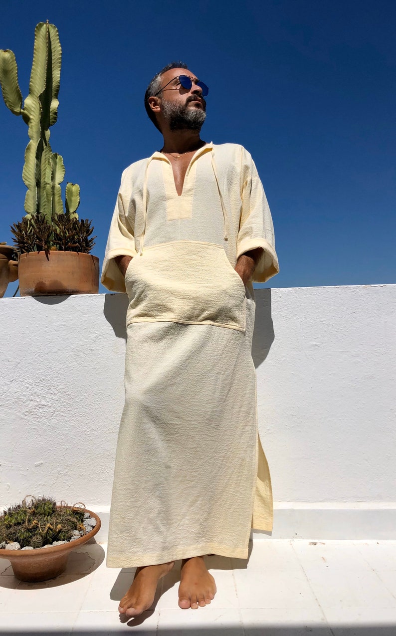 Mens Linen & Cotton Caftan / greek kaftan for men / robe for Etsy