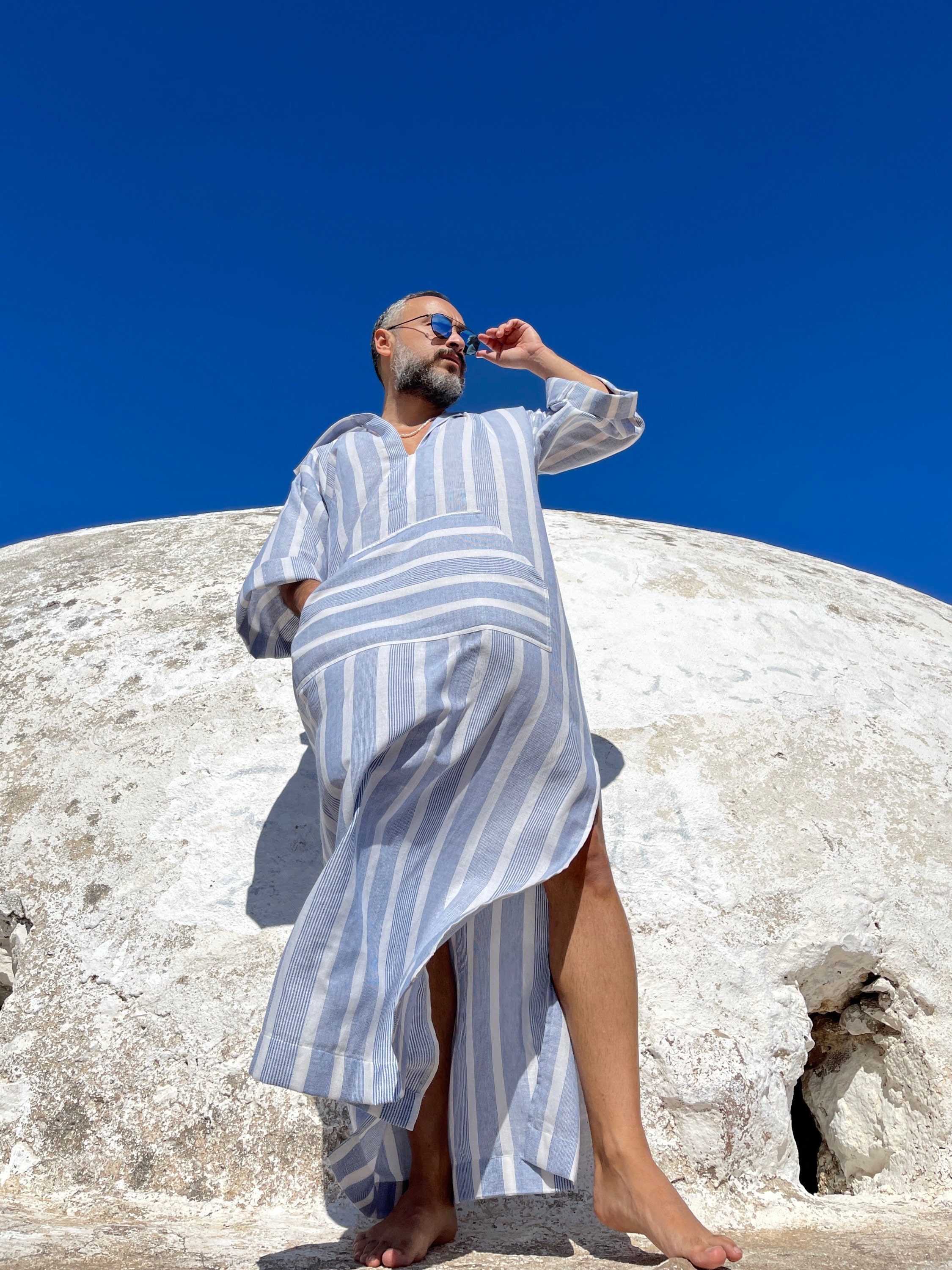 Mens kaftan cotton linen caftan for men / greek kaftan / robes for men ...