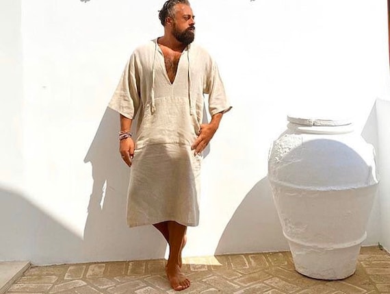 Linen Caftan, Linen Kaftan, Linen Kaftan Men, Linen Caftan Dress, Kaftan  Robe, Caftan Robe, Men Tunic, Mens Shirts, Kaftan Plus Size, Kaftan