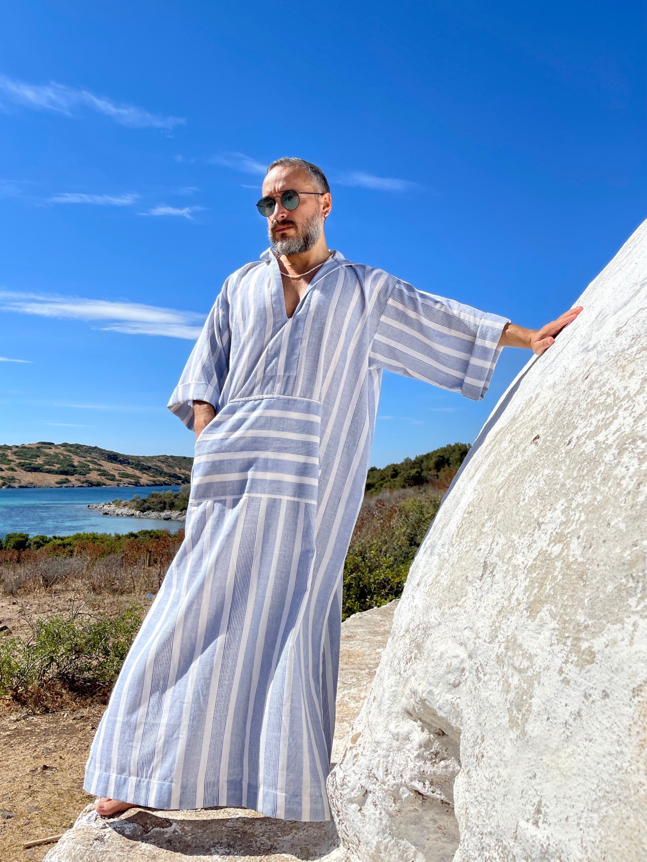 Mens kaftan cotton linen caftan for men / greek kaftan / robes for men