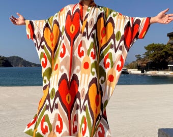 New Design! Mens Kaftan / ikat viscose greek style kaftan for men /  long tunic pool party caftan