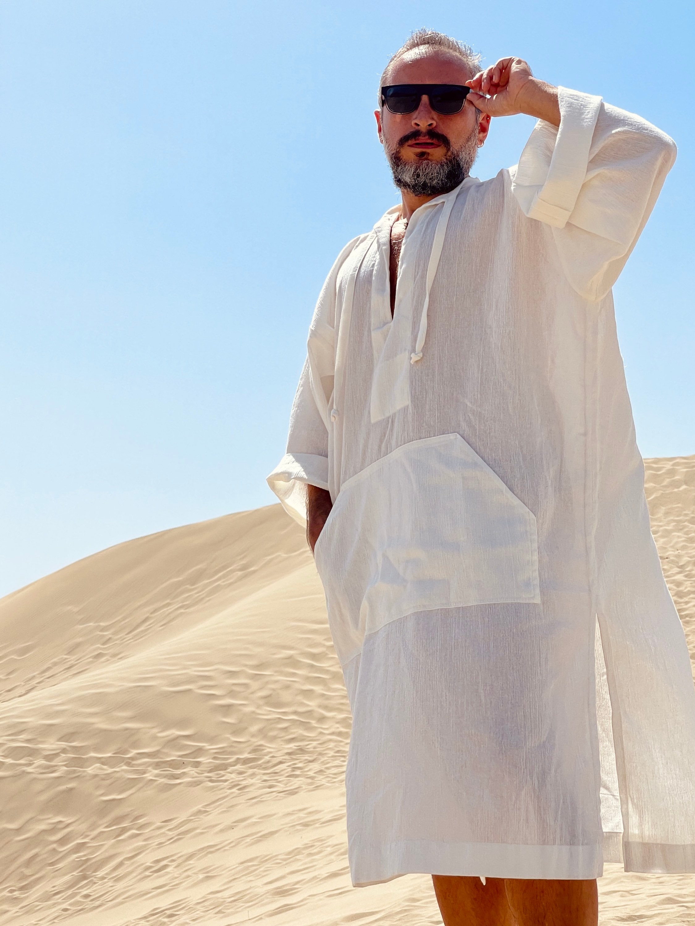 メーカー 一覧 Cotton / Caftan White Mens Gauze Calf Mid / Men for Kaftan シャツ+ブラウス(長袖+七分)