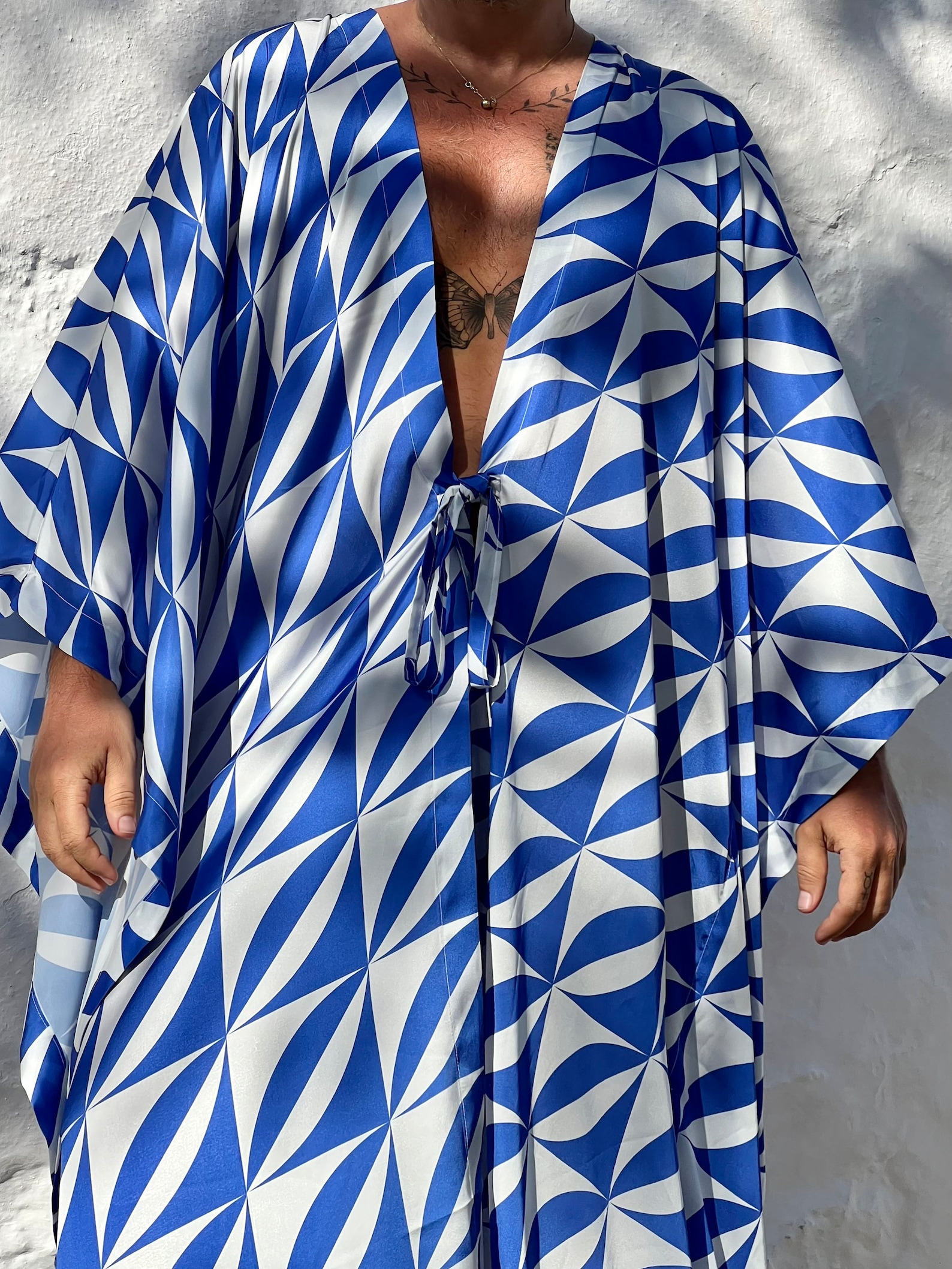 Mens Robe Satin / Long Tunic Kaftan / Tile Kimono / Tile Etsy