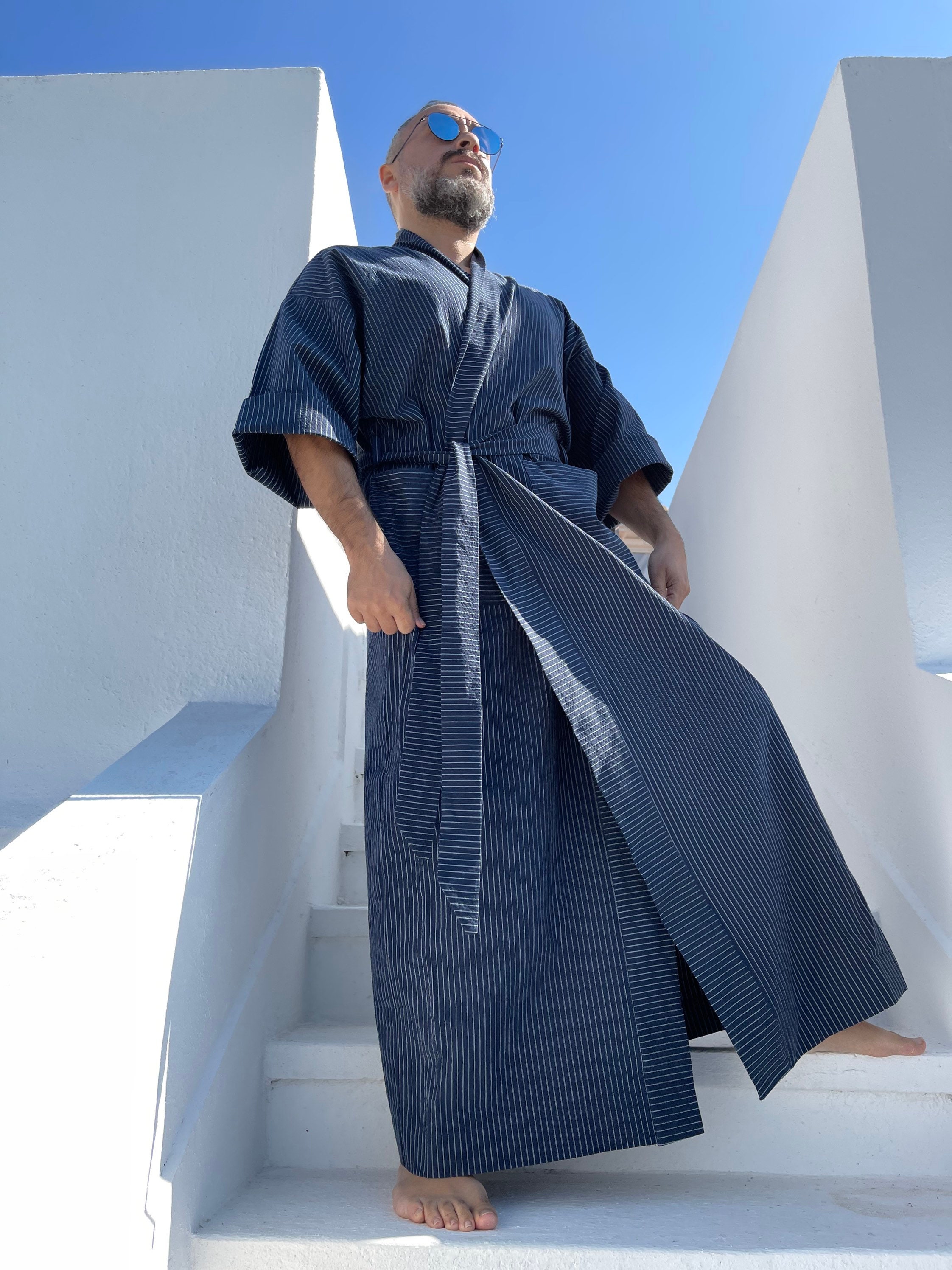 Mens Caftan Cotton Seersucker Robe / Loungewear for Men / Long Etsy