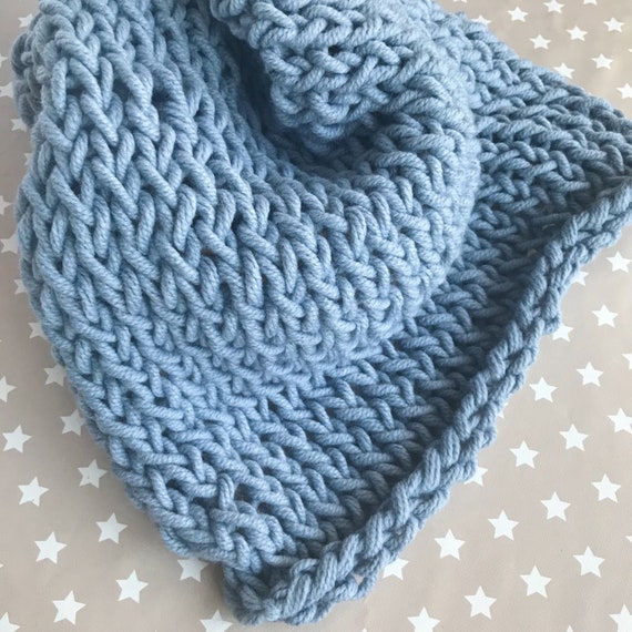 Newborn Knit Blanket Smoky Blue | Etsy