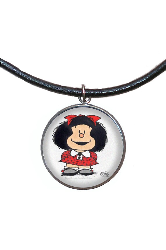 Charlie Brown Illustration Leather Cord,Handmade 30mm Steel Pendant