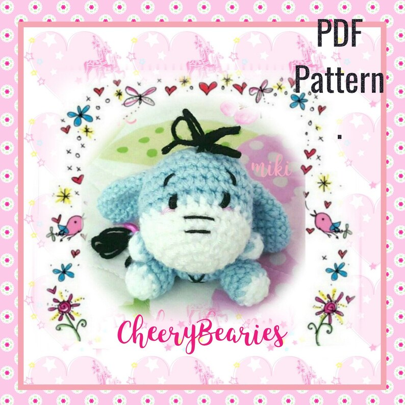 Pdf Pattern Eeyore Plush Kawaii Amigurumi Eeyore Plush Etsy