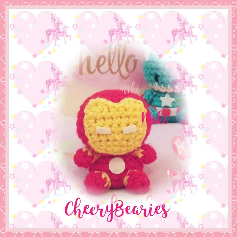 PDF Pattern Ironman plush Marvel plush Avenger plush Ironman crochet pattern kawaii amigurumi Ironman pattern crochet superhero pattern