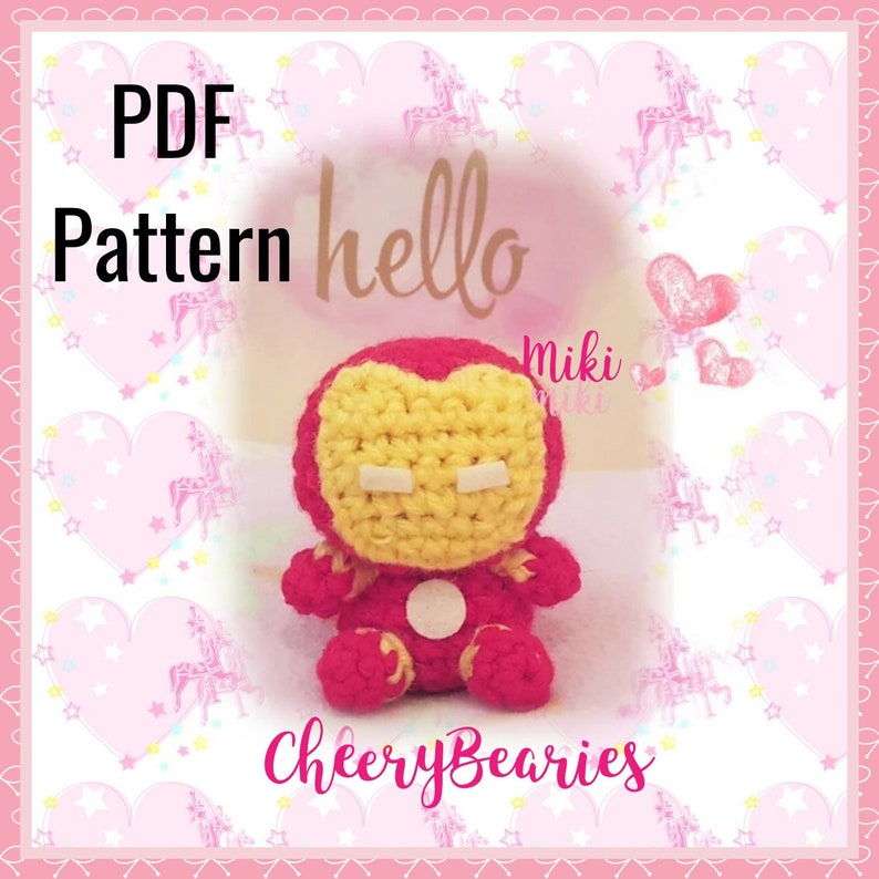 PDF Pattern Ironman plush Marvel plush Avenger plush Ironman crochet pattern kawaii amigurumi Ironman pattern crochet superhero pattern