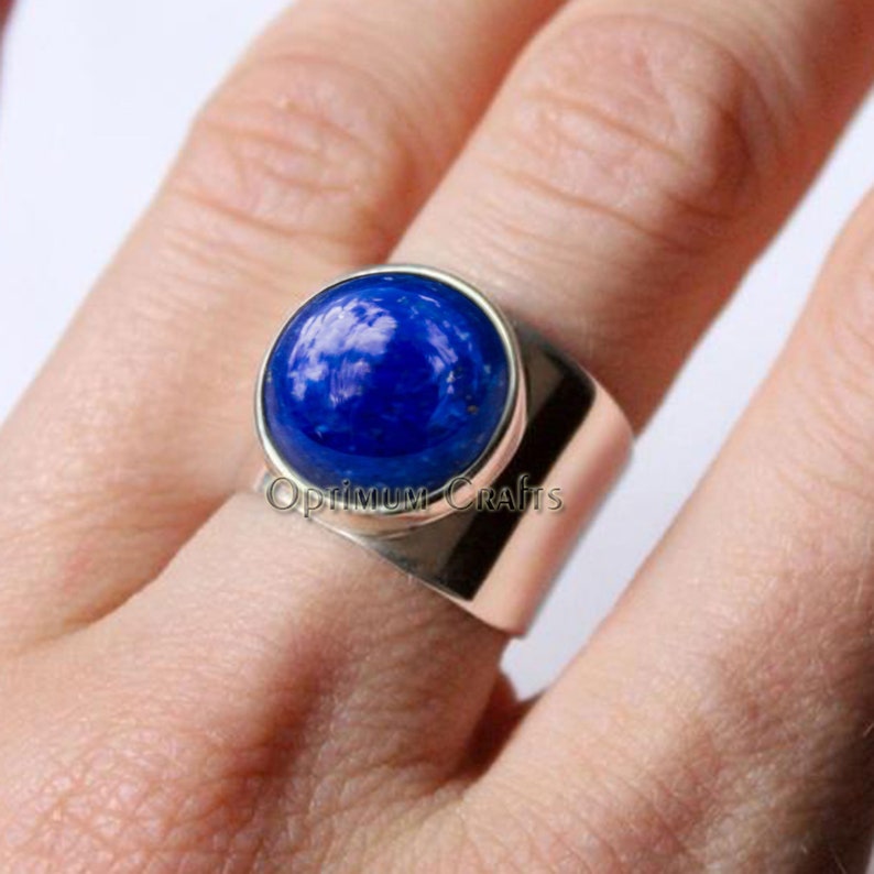 Natural deep blue afghani lapis lazuli ring 925 solid sterling silver smooth round lapis ring handcrafted Unisex ring handmade best gift
