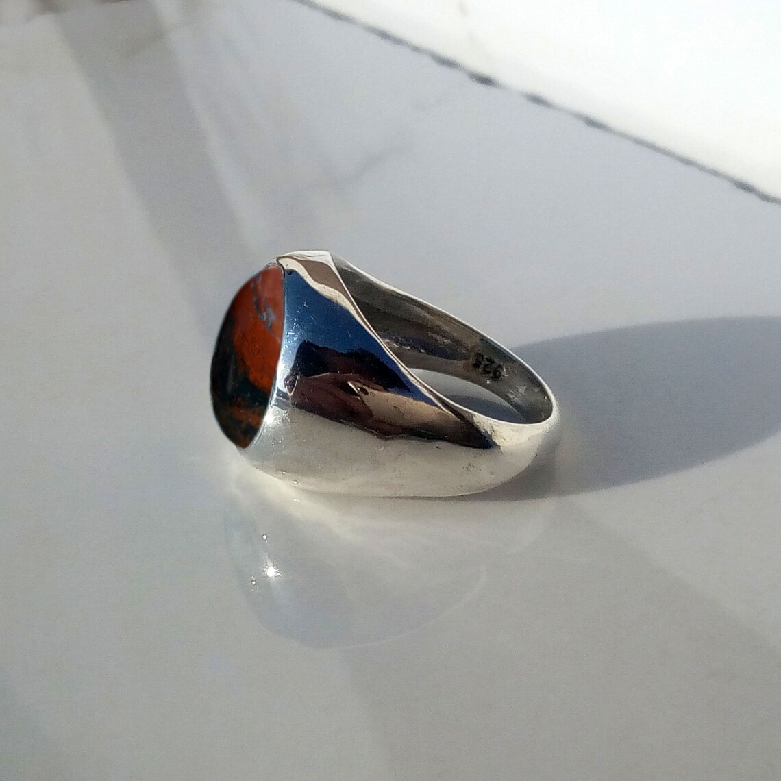 Bloodstone Ring Sterling Silver Ring Mens Ring Mens Etsy