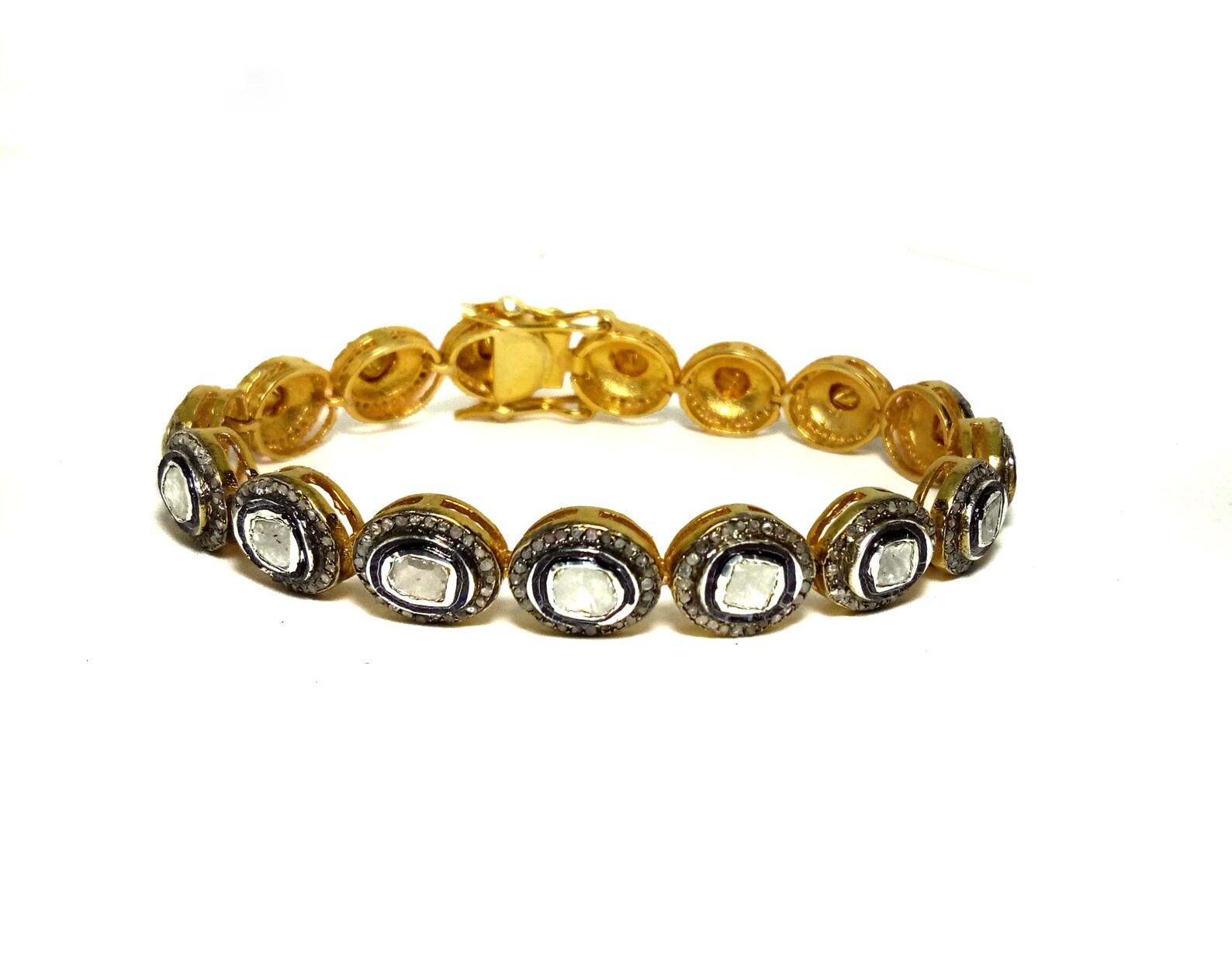 Polki Bracelet Polki Diamond Bracelet Bangle Solid 925 Etsy