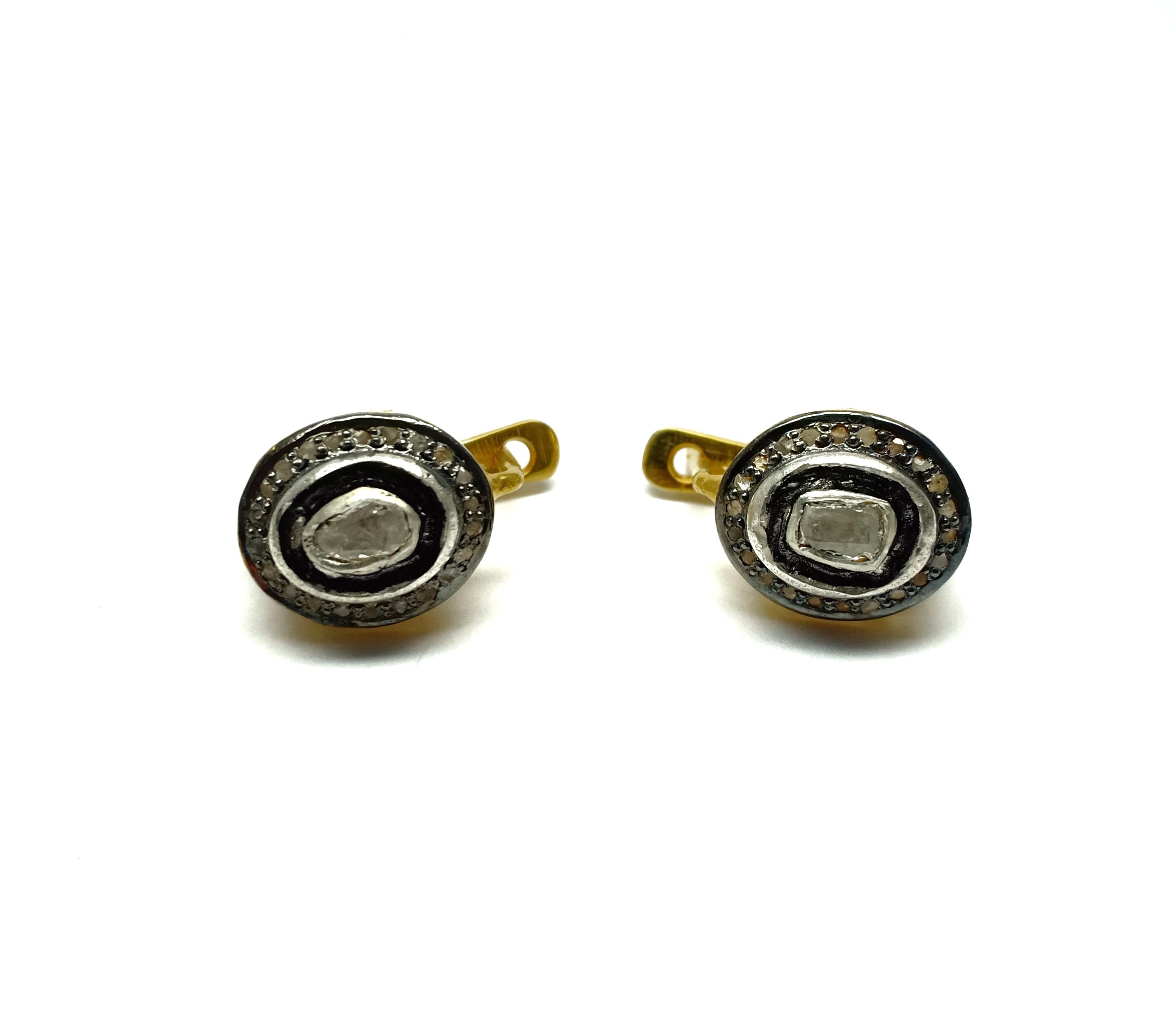 Polki Earring Pave Diamond Earring 925 Sterling Silver - Etsy