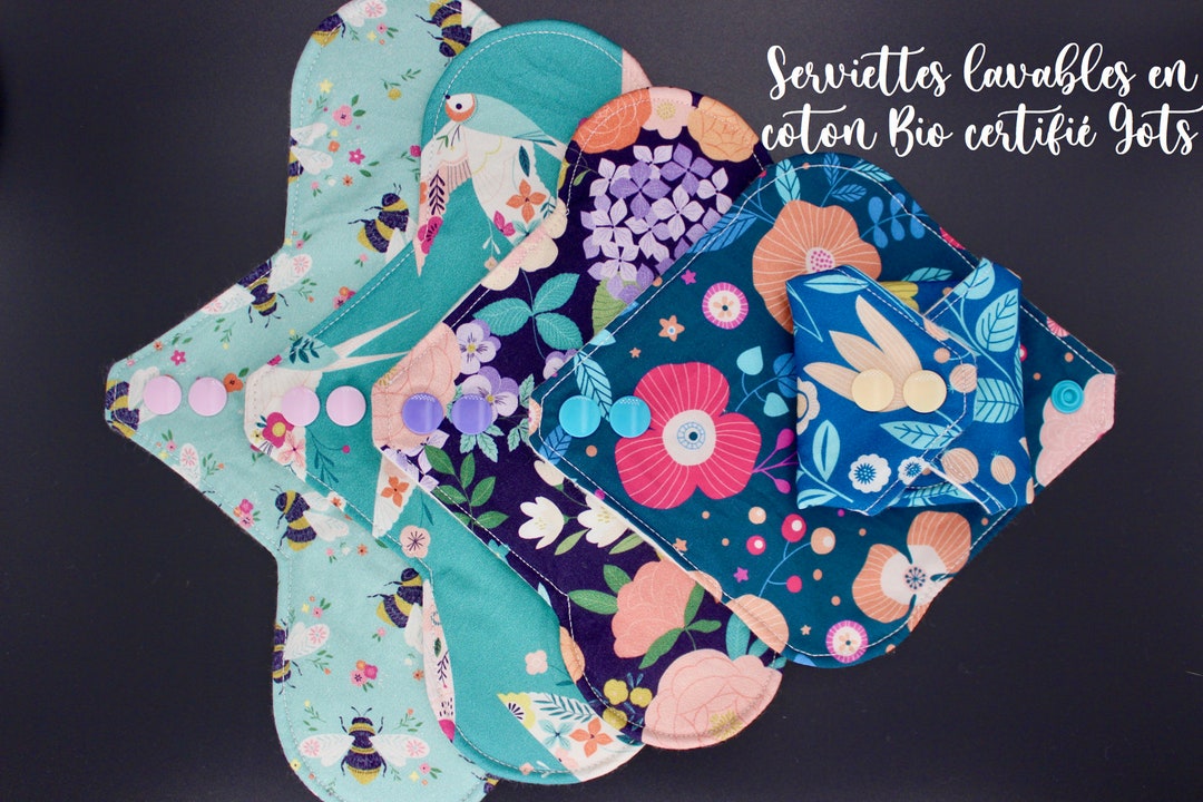 Washable Sanitary Napkin in Organic Cotton Gots Certification Etsy