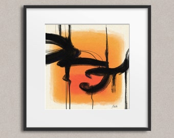 Mid Century Modern–Abstract Expressionism–Black Sunrise Art Print