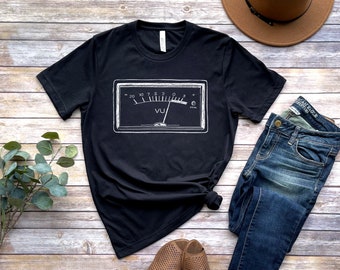 VU Meter Illustrated T-Shirt Audiophile Vintage Stereo Unisex Jersey Short Sleeve Tee