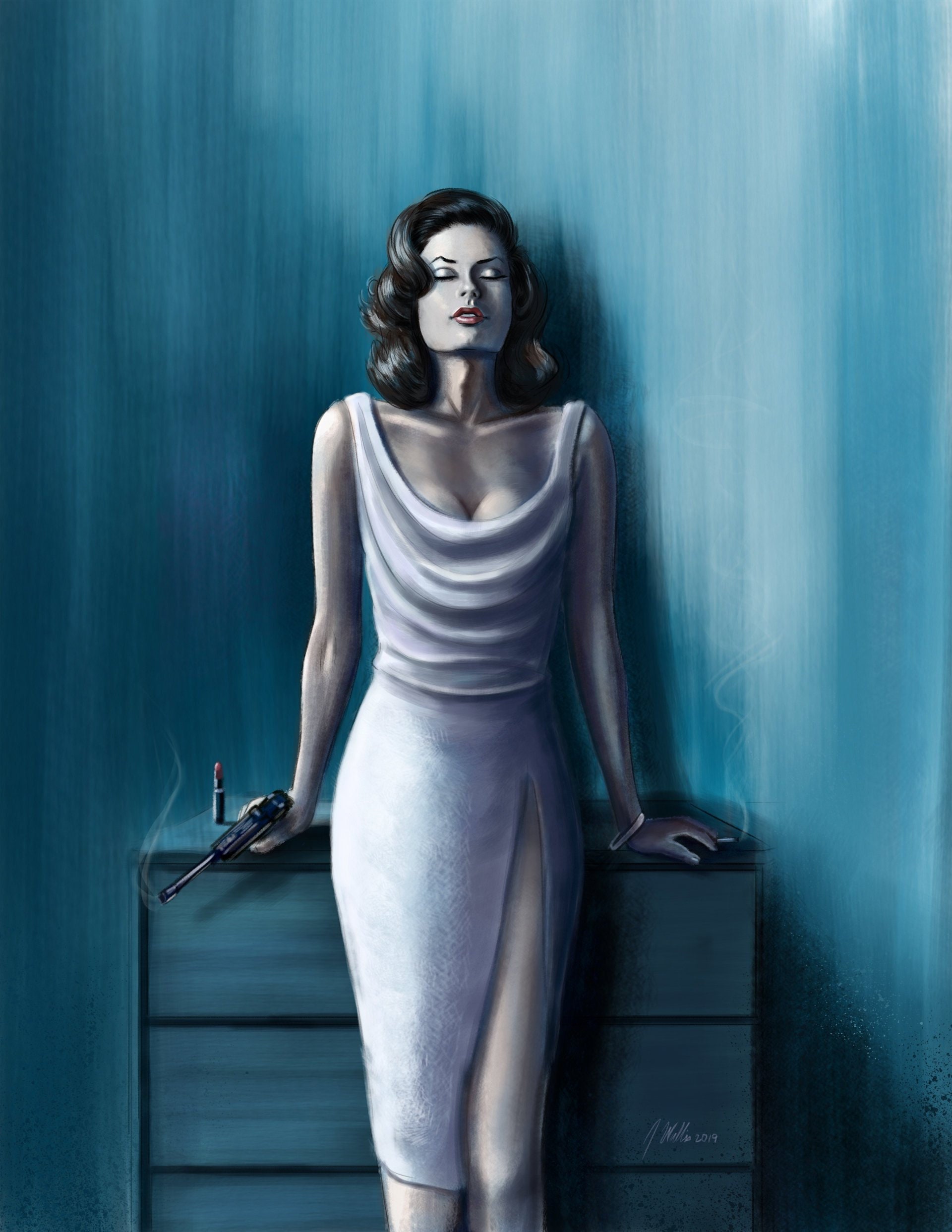 Femme Fatale-Giclee Art Print-Film Noir-Neo Noir-Illustration