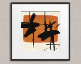 Mid Century Modern–Abstract Expressionism–Black Sunrise No.2 Art Print
