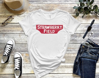 Strawberry Fields Beatles T Shirt John Lennon Strawberry Field Tee Liverpool T-Shirt Gift for Beatles Fan