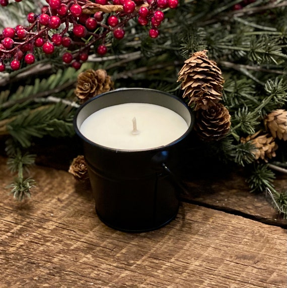 Small Black Metal Bucket Candle Etsy