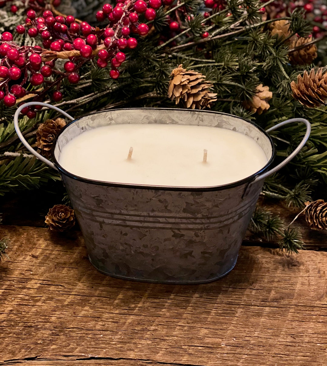 Galvanized Metal Bucket Candle Etsy