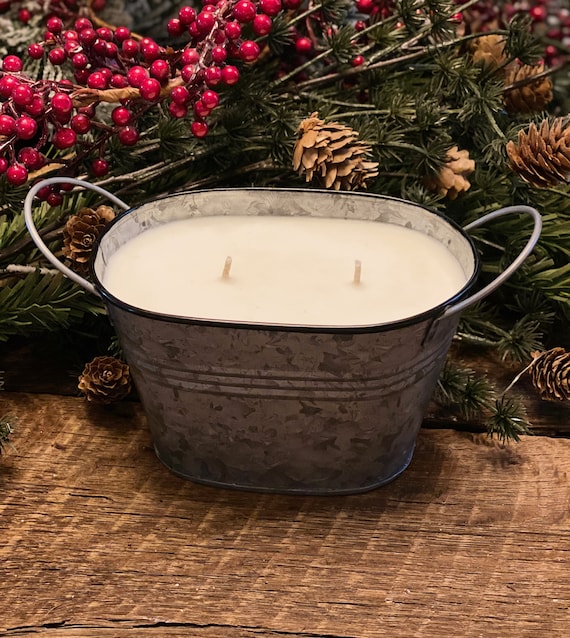 Galvanized Metal Bucket Candle Etsy