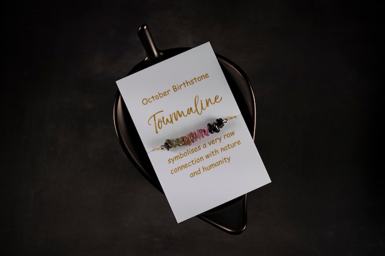 Watermelon tourmaline necklace genuine tourmaline bar necklace October birthstone gift for her