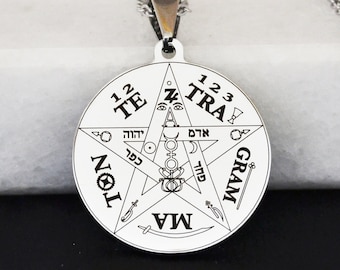 Tetragrammaton pentagram in stainless steel