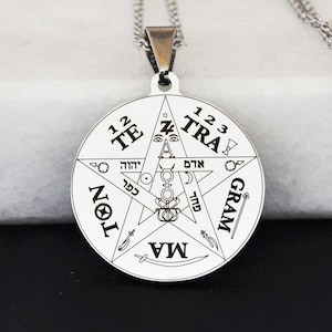 Tetragrammaton pentagram in stainless steel