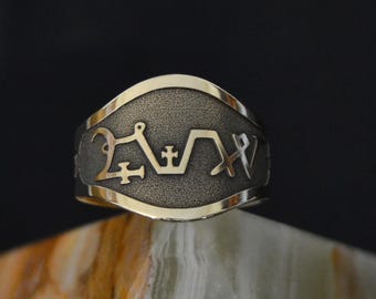 Adjustable Michael Seal Ring Embossed on Brass