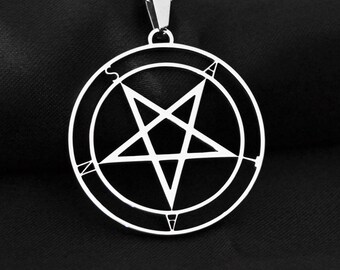 Inverted pentagram with cut out name of SATAN