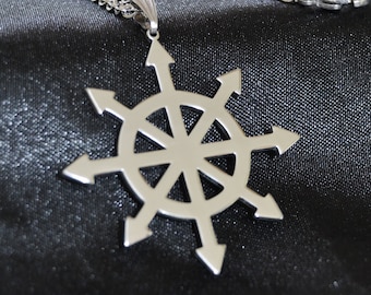 Chaos Star 8 flèches pointues Amulette Charme Médaillon Étain Collier Pendentif Chaos Star 8 flèches pointues Amulette Charme Médaillon Étain Collier Pendentif